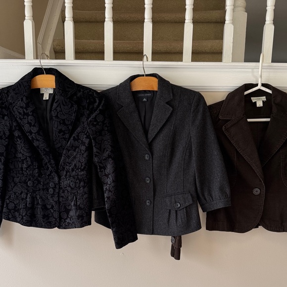 Banana Republic & Ann Taylor Loft Jackets & Blazers - Bundle of Three Women's Blazers - Black, Charcoal, Dark Brown